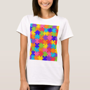 Colourful Jigsaw Puzzle Pieces Happy Puzzler T-Shirt