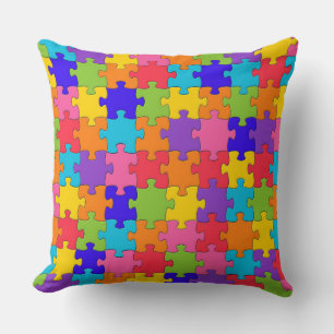 Colourful Jigsaw Puzzle Throw Pillow