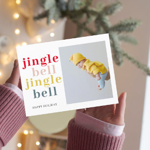 Colourful Jingle Bell With Photo   Happy Holiday Postcard