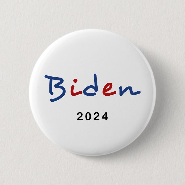 Colourful Joe Biden 2024 Script Text 2 Inch Round Button (Front)