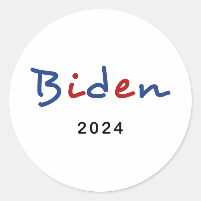 Colourful Joe Biden 2024 Script Text Classic Round Sticker (Front)