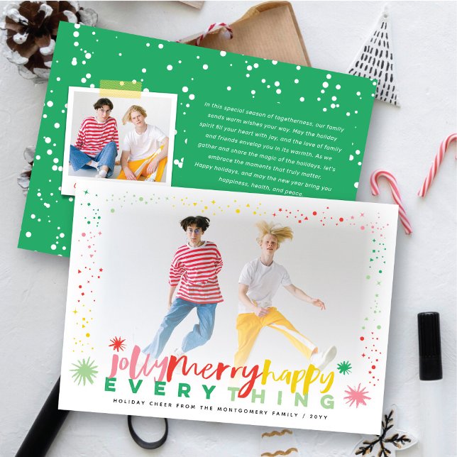 Colourful Jolly Merry Happy Everything Holiday Card (Creator Uploaded)