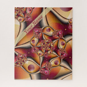 Colourful Joy Abstract Red Orange Fantasy Art Name Jigsaw Puzzle