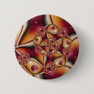 Colourful Joy Abstract Red Orange Fantasy Fractal 2 Inch Round Button