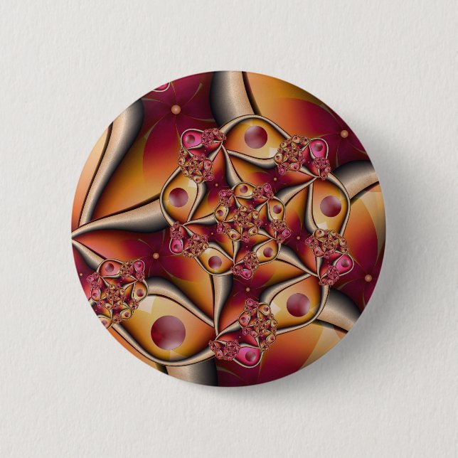 Colourful Joy Abstract Red Orange Fantasy Fractal 2 Inch Round Button (Front)