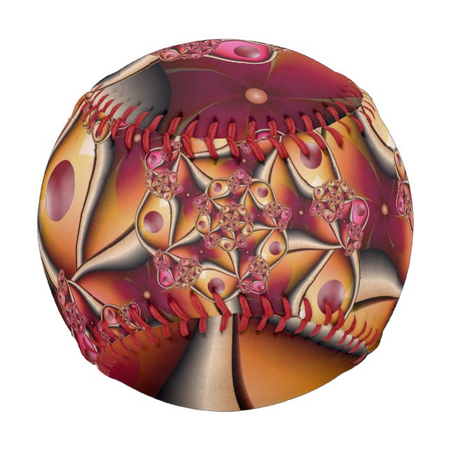 Colourful Joy Abstract Red Orange Fantasy Fractal Baseball (Front)