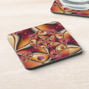 Colourful Joy Abstract Red Orange Fantasy Fractal Coaster