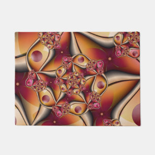 Colourful Joy Abstract Red Orange Fantasy Fractal Doormat