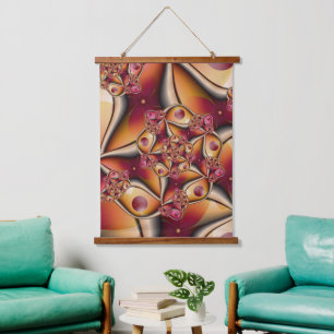 Colourful Joy Abstract Red Orange Fantasy Fractal Hanging Tapestry