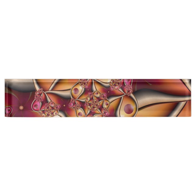 Colourful Joy Abstract Red Orange Fantasy Fractal Nameplate (Front)