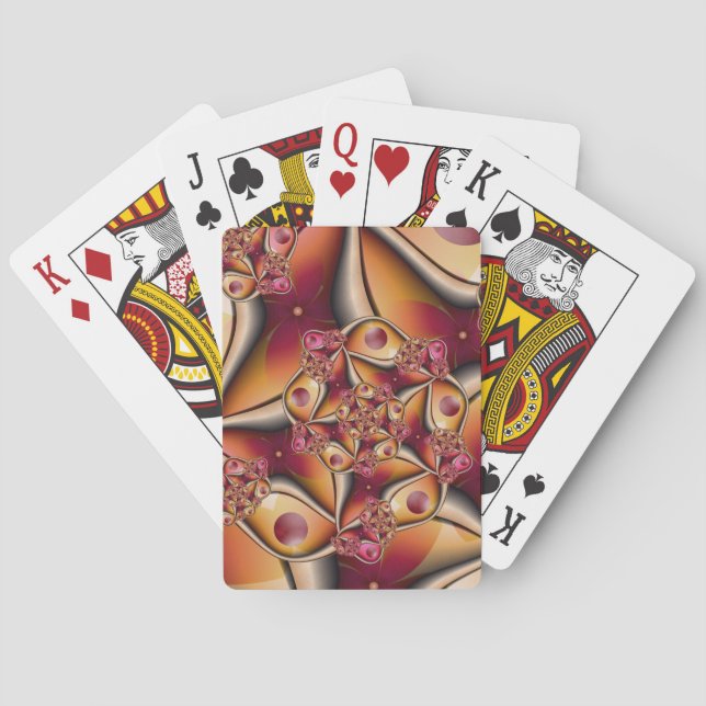 Colourful Joy Abstract Red Orange Fantasy Fractal Playing Cards (Back)