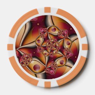 Colourful Joy Abstract Red Orange Fantasy Fractal Poker Chips