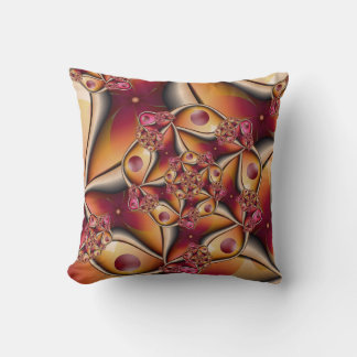 Colourful Joy Abstract Red Orange Fantasy Fractal Throw Pillow