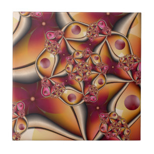 Colourful Joy Abstract Red Orange Fantasy Fractal Tile