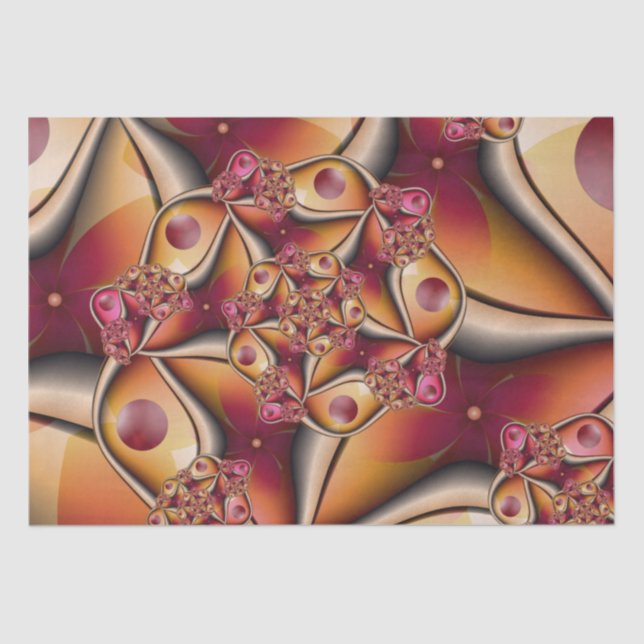Colourful Joy Abstract Red Orange Fantasy Fractal Tissue Paper (Front)