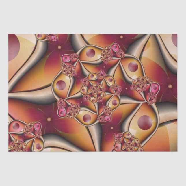 Colourful Joy Abstract Red Orange Fantasy Fractal Tissue Paper (Front)