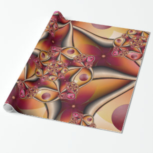 Colourful Joy Abstract Red Orange Fantasy Fractal Wrapping Paper