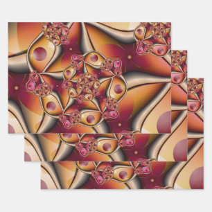 Colourful Joy Abstract Red Orange Fantasy Fractal Wrapping Paper Sheet