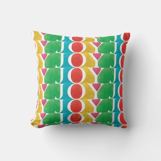 colourful JOY JOY JOY merry christmas  Throw Pillow (Front)