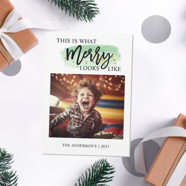 Colourful Joy Merry Christmas Photo Holiday Card (Creator Uploaded)
