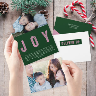 Colourful JOY Tear Away Photo Holiday Card