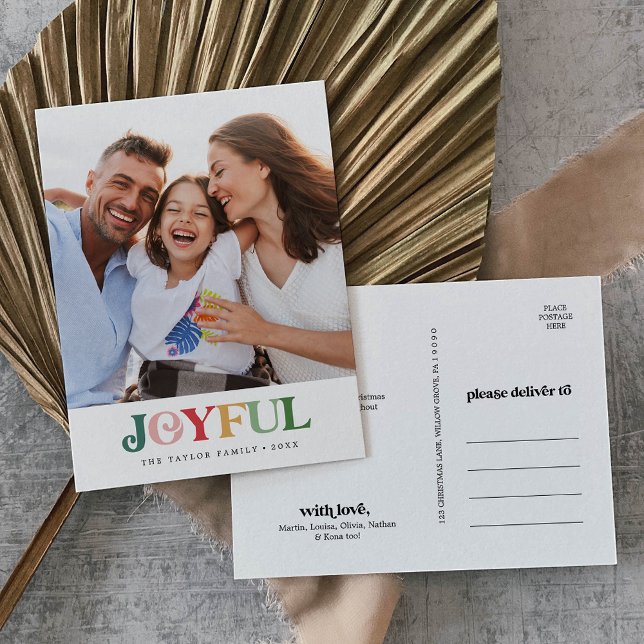 Colourful Joyful Christmas Portrait Photo Holiday Postcard (Creator Uploaded)