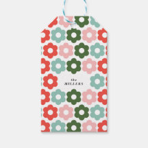 Colourful Joyful Christmas Retro Daisy Gift Tag