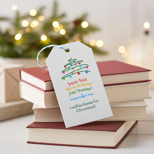 Colourful Joyous International Merry Christmas Tre Gift Tags