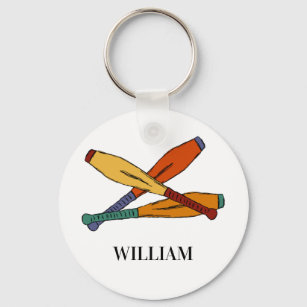Colourful Juggling Clubs Jugglers Personalized Keychain