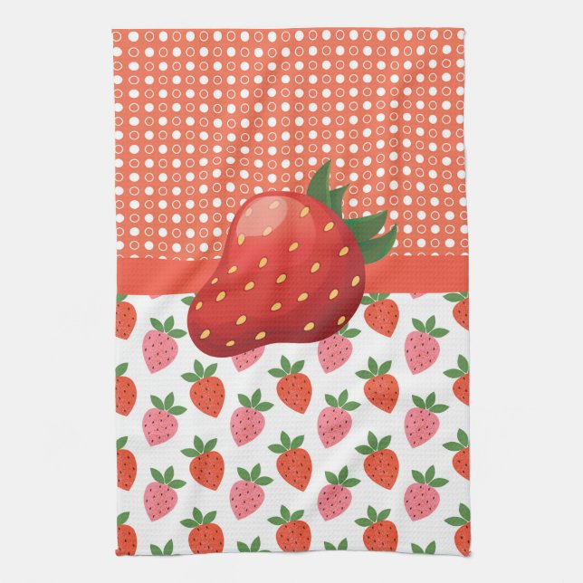 Colourful Juicy Strawberry  Kitchen Towel (Vertical)