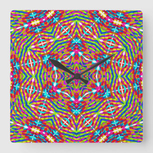 Colourful jumble Mandala Square Wall Clock