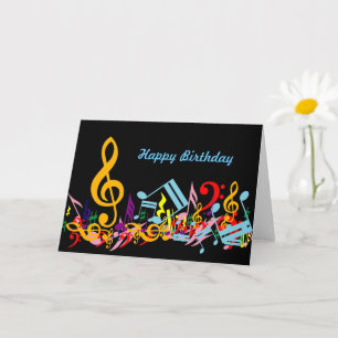 Colourful Jumbled Music Notes Happy Birthday