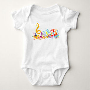Colourful Jumbled Musical Notes Baby Bodysuit