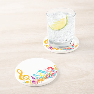 Colourful Jumbled Musical Notes Coaster
