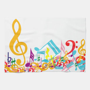 Colourful Jumbled Musical Notes Kitchen Towel
