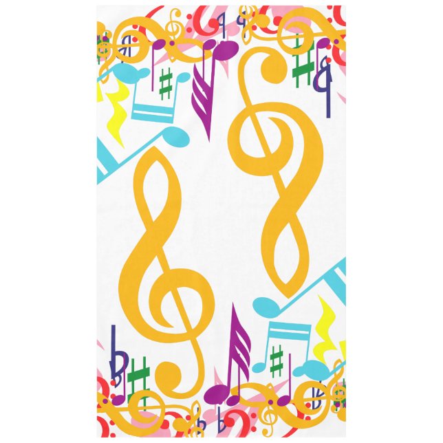 Colourful Jumbled Musical Notes Tablecloth (Front)
