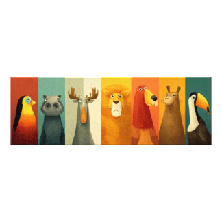 Colourful Jungle Animal Friends Poster
