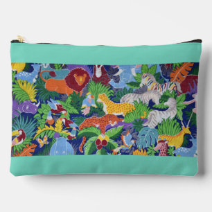 Colourful Jungle Animals Accessory Pouch