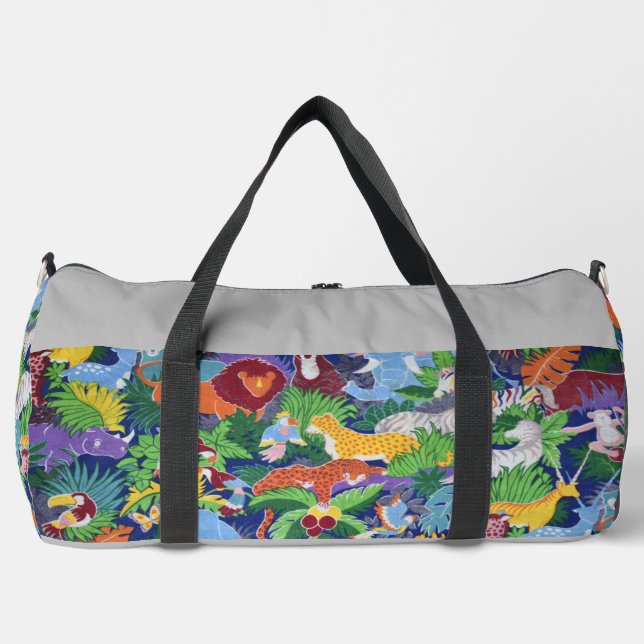 Colourful Jungle Animals Duffle Bag (Front)