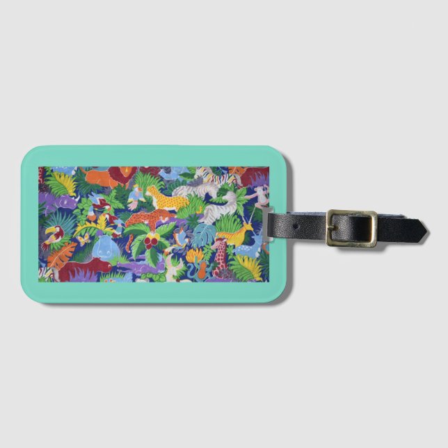 Colourful Jungle Animals Luggage Tag (Front Horizontal)