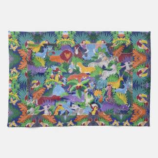 Colourful Jungle Animals Tea Towel