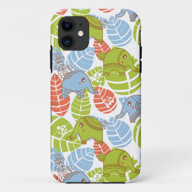 Colourful Jungle Elephants Case-Mate iPhone Case (Back)