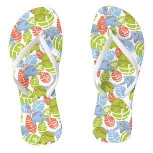 Colourful Jungle Elephants Flip Flops