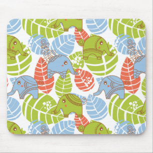 Colourful Jungle Elephants Mouse Pad