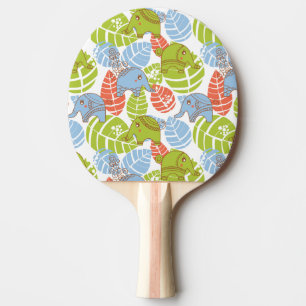 Colourful Jungle Elephants Ping Pong Paddle