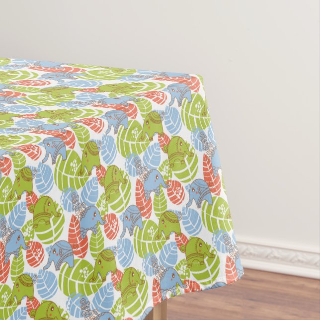 Colourful Jungle Elephants Tablecloth (In Situ)