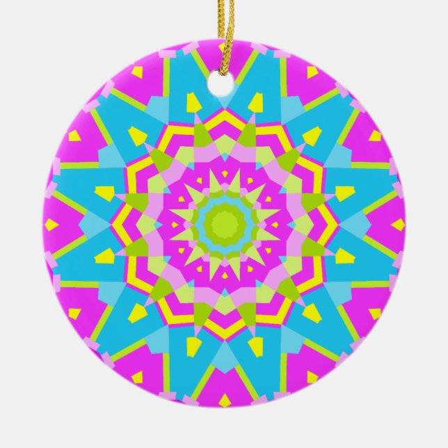 Colourful Kaleidoscope 011 Ceramic Ornament (Front)