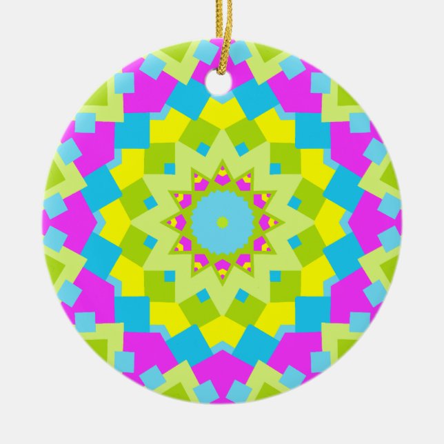 Colourful Kaleidoscope 012 Ceramic Ornament (Front)