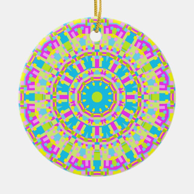 Colourful Kaleidoscope 06 Ceramic Ornament (Front)