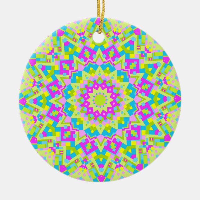 Colourful Kaleidoscope 07 Ceramic Ornament (Front)